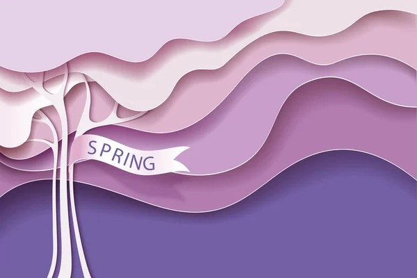 Tarjeta de primavera con árbol rosa — Archivo Imágenes Vectoriales