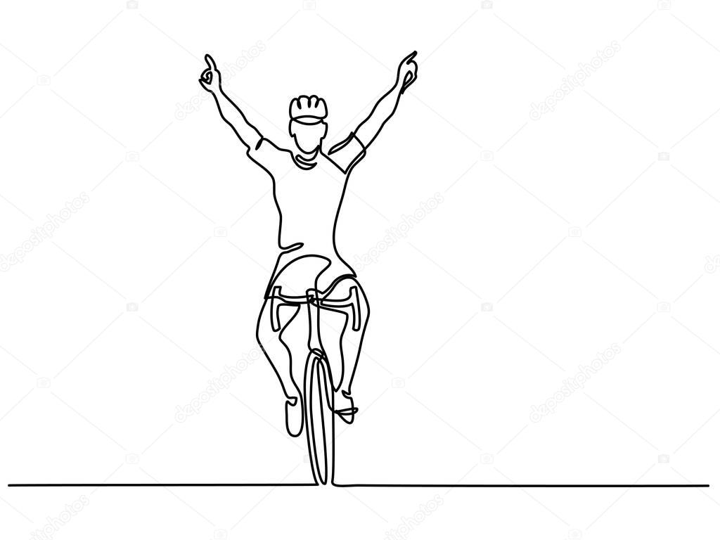 Man cyclist winner in competition on bicycle
