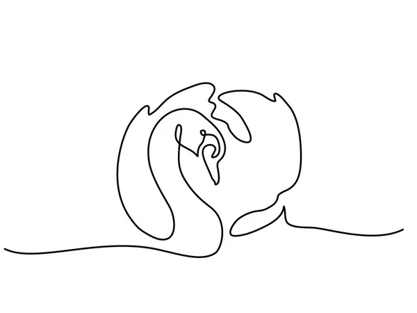 Dibujo continuo de una línea. Logo del cisne — Archivo Imágenes Vectoriales