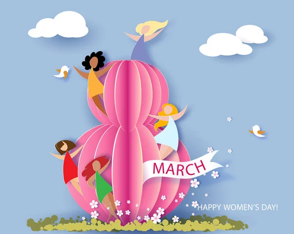 Κάρτα για 8 Μαρτίου ημέρα γυναικών. — Διανυσματικό Αρχείο