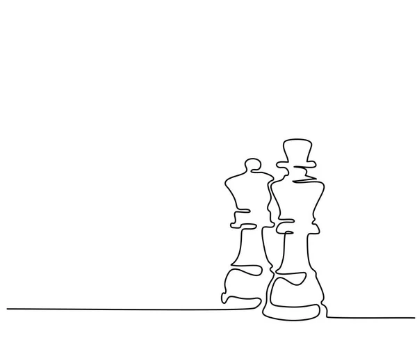 Piezas de ajedrez reina y rey — Vector de stock