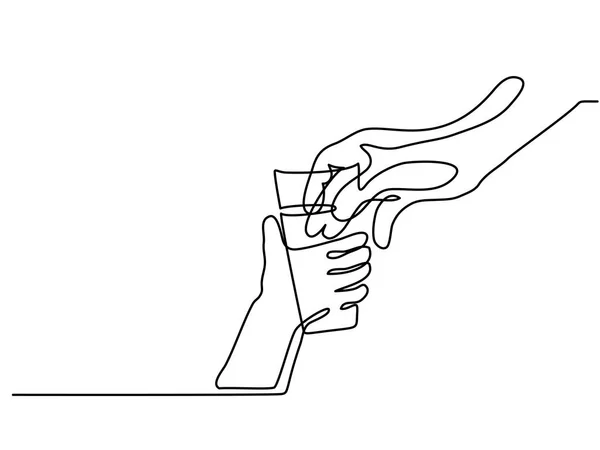 Mão dando água em vidro para criança — Vetor de Stock