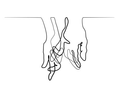 continuous line drawing of holding hands together clipart