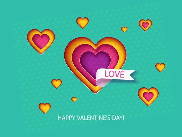Cartão de dia dos namorados com corações — Vetor de Stock