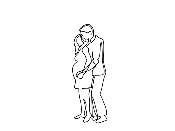 Heureuse femme enceinte avec mari — Image vectorielle