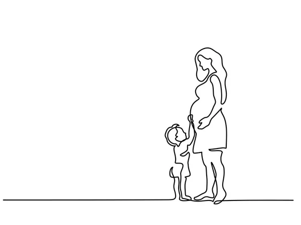 息子と幸せな妊娠中の女性 — ストックベクタ