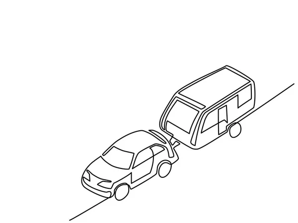 Caravan con automobile per vacanze in viaggio — Vettoriale Stock