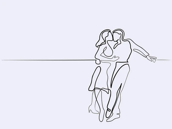 Couple heureux baisers — Image vectorielle