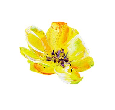 Modern tarzda sarı çiçek el boyalı