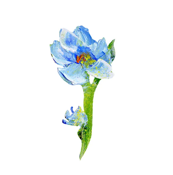Handgeschilderde moderne stijl Blauwe bloem — Stockfoto