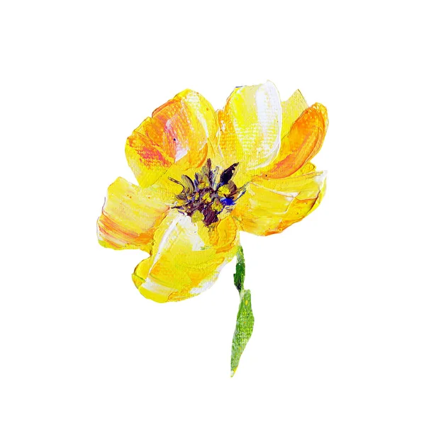 Handgeschilderde moderne stijl gele bloem — Stockfoto