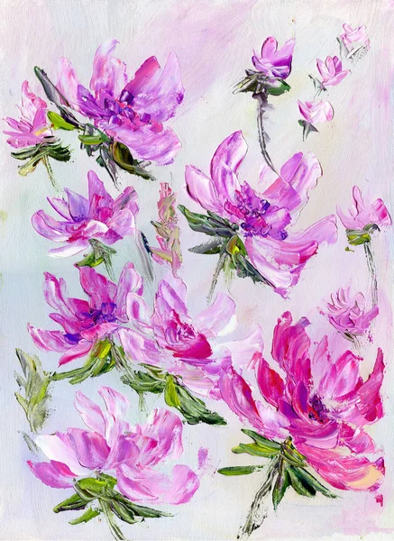 Hand geschilderd moderne stijl paarse bloemen — Stockfoto