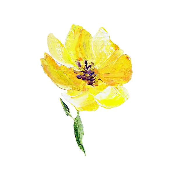 Hand painted modern style yellow flower — Stock Photo, Image