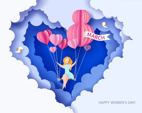 Карточка на 8 марта женский день . — стоковый вектор