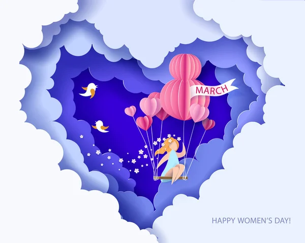 Κάρτα για 8 Μαρτίου ημέρα γυναικών. — Διανυσματικό Αρχείο