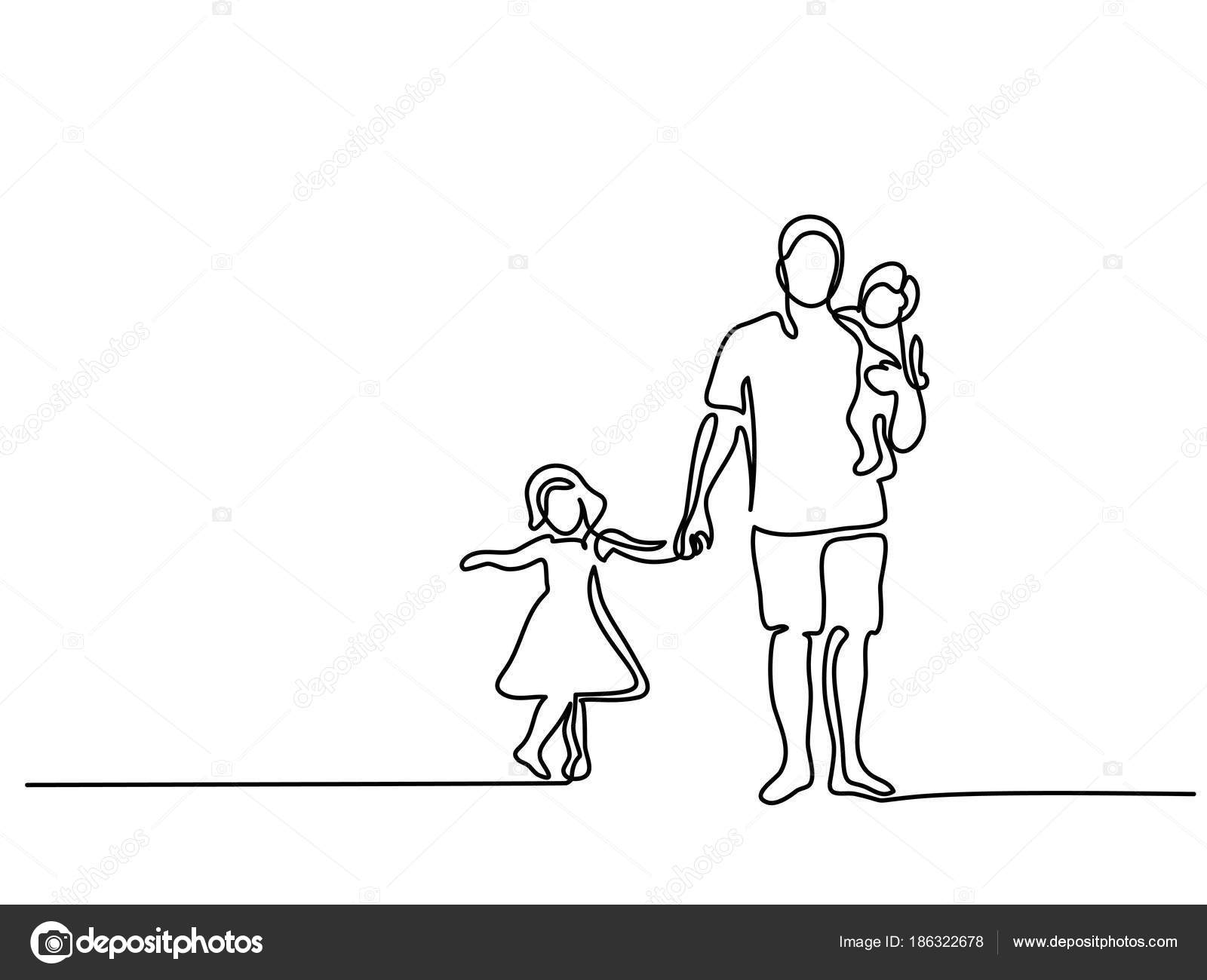 Download Father With Son Daughter Silhouette Vector Image By C Valenty Vector Stock 186322678