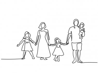 Happy family with three children clipart