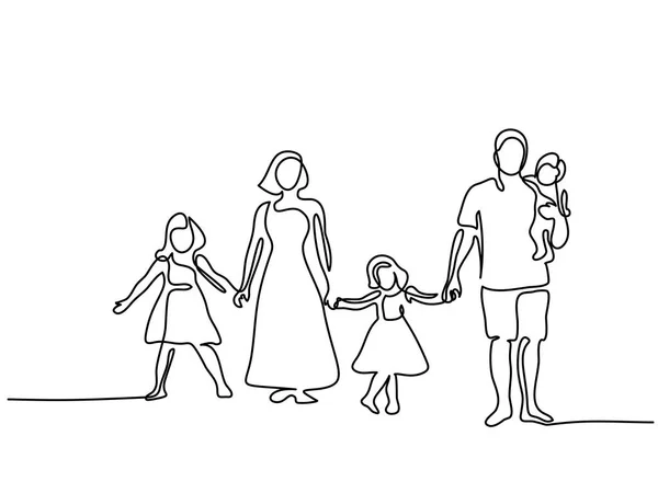 Familia feliz con tres hijos — Vector de stock