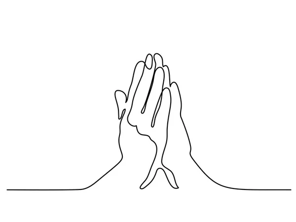 Mãos palmas juntas rezando — Vetor de Stock
