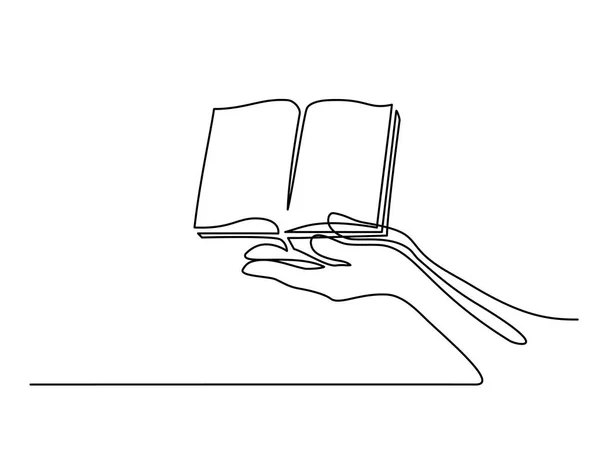 Руки ладони вместе с открытой книгой — стоковый вектор