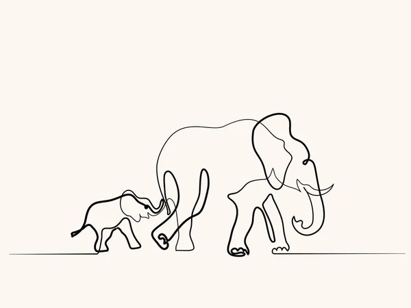 大象妈妈与婴孩步行标志 — 图库矢量图片
