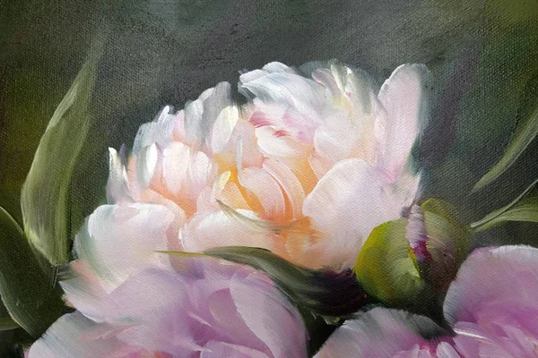 Peonies, oil painting on canvas — Stock Photo, Image
