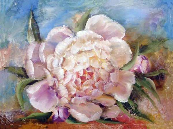 Peonie, pittura a olio su tela — Foto Stock