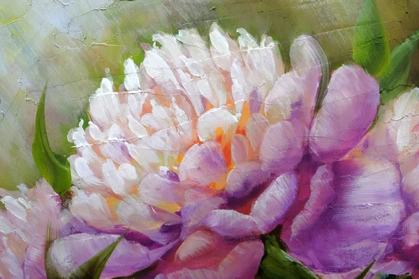 Peonies, oil painting on canvas — Stock Photo, Image