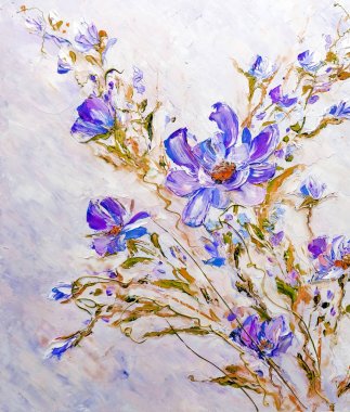 El modern tarzı pembe çiçekler boyalı.