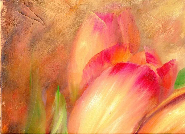 Vintage red tulips Oil painting. — Stock Photo, Image