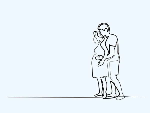 Счастливая беременная женщина с мужем — стоковый вектор