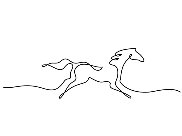 連続的に 1 ライン描画。馬のロゴ — ストックベクタ