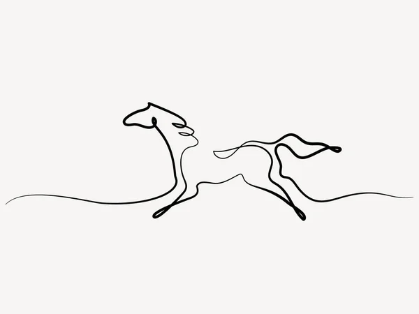 Continuous one line drawing. Horse logo — Stock Vector