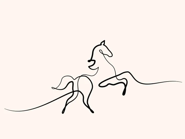 Continuous one line drawing. Horse logo — Stock Vector