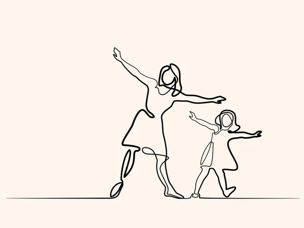 Famille avec mère et fille à la mouche — Image vectorielle