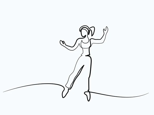 Boldog jumping nő fehér háttér. — Stock Vector