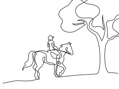 Continuous one line drawing. Horse logo clipart