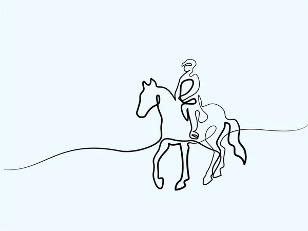 連続的に 1 ライン描画。馬のロゴ — ストックベクタ