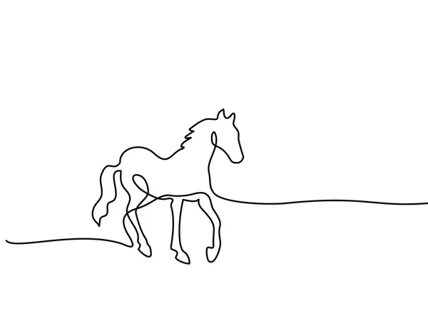 Dibujo continuo de una línea. Logo del caballo — Vector de stock