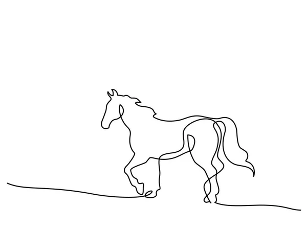 Desenho contínuo de uma linha. Logotipo do cavalo —  Vetores de Stock