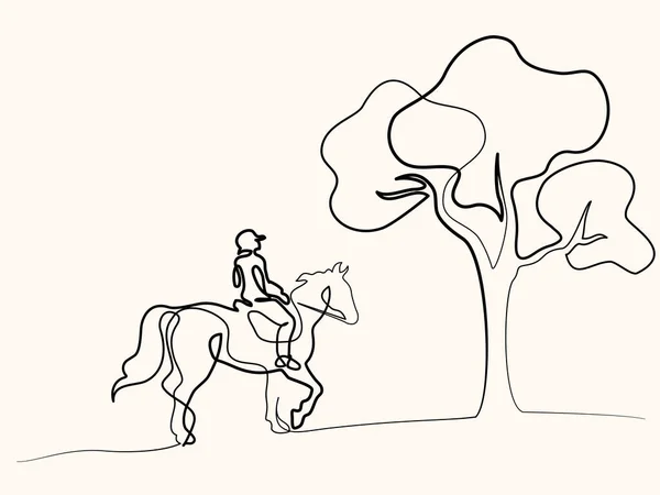 Dessin continu d'une ligne. Logo cheval — Image vectorielle