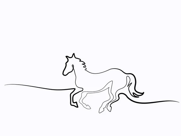 Continuous one line drawing. Horse logo — Stock Vector