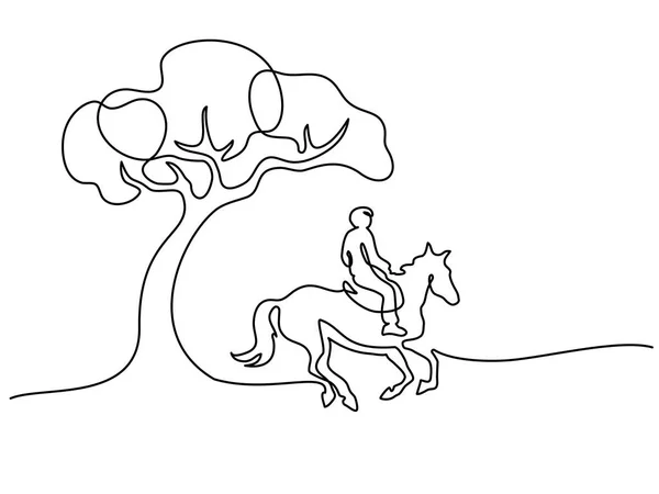 Dessin continu d'une ligne. Logo cheval — Image vectorielle