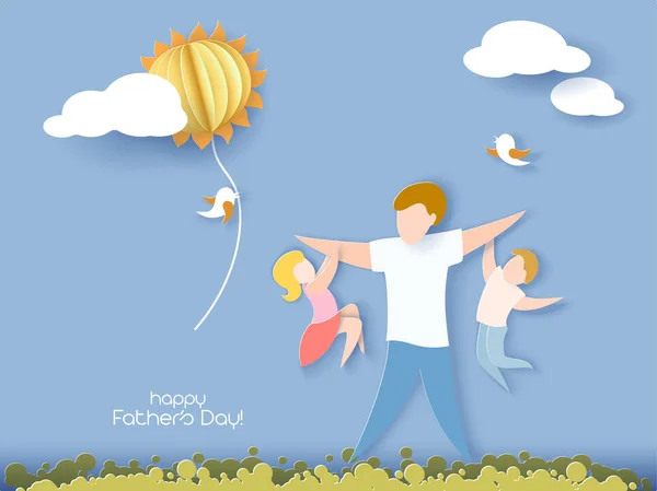 Glückliche Vatertagskarte. Papierschnitt-Stil. — Stockvektor