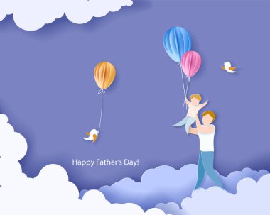 Mutlu Babalar günü kartı. Tarzı kağıt kesme.