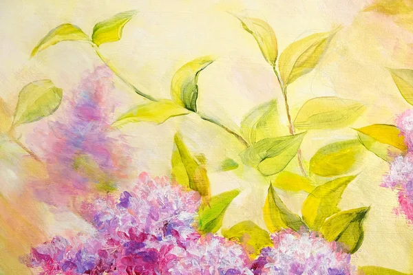Des fourrés de lilas au lever du soleil. Peinture à l'huile — Photo