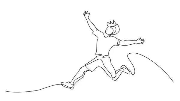 Boldog futót! Folyamatos egyvonalas rajz — Stock Vector