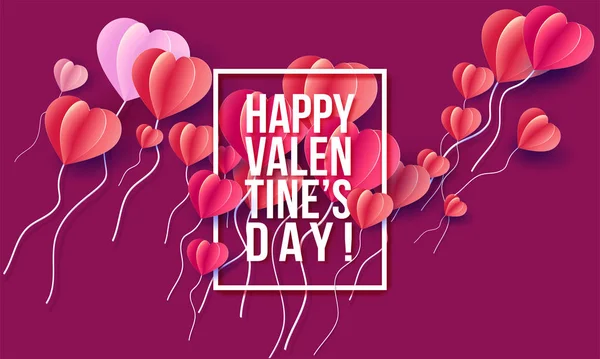 Feliz día de San Valentín tarjeta vector PAPER ART — Archivo Imágenes Vectoriales