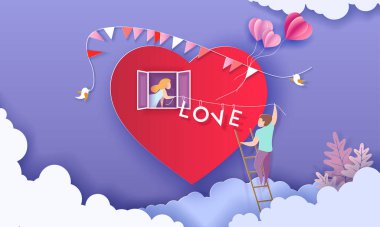 Sevgililer günü kartı. Çiftler sevgi dolu.