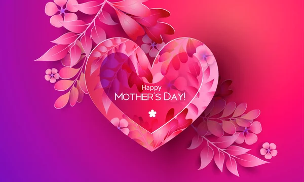 Happy mother day greating card. Purple and red — 스톡 벡터